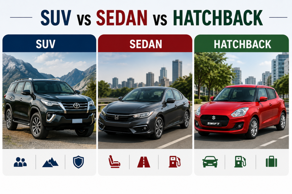 suv vs sedan vs Hatchback